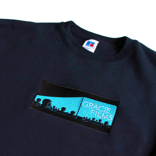 Shhh Embroidered Crewneck Sweater (Navy)