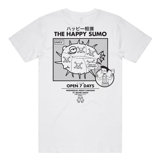 Happy Sumo T-Shirt (White) *CHEST/BACK*