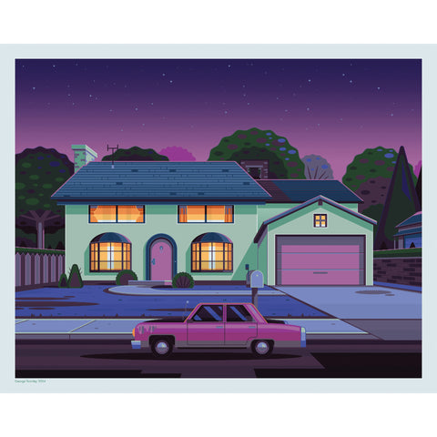 742 Evergreen Terrace Print by George Townley (Night Variant)