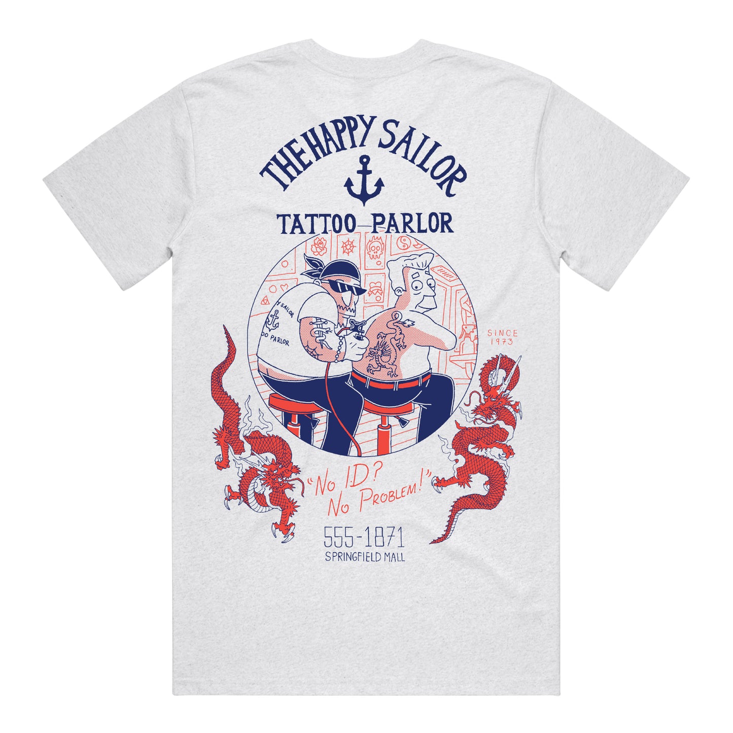 Happy Sailor T-Shirt (Ash) *CHEST + BACK PRINT*