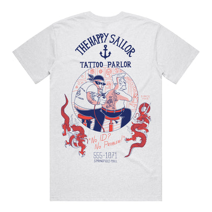 Happy Sailor T-Shirt (Ash) *CHEST + BACK PRINT*