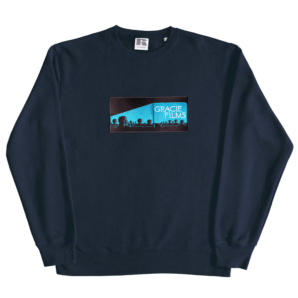 Shhh Embroidered Crewneck Sweater (Navy)