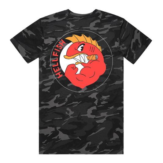 Hellfish T-Shirt (Camo) *CHEST + BACK PRINT*