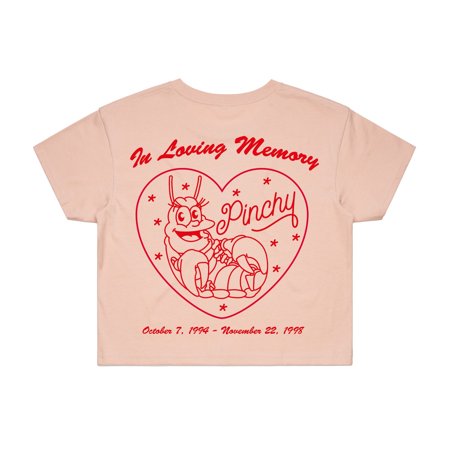 In Loving Memory Of Pinchy Ladies Crop T-Shirt (Pink)