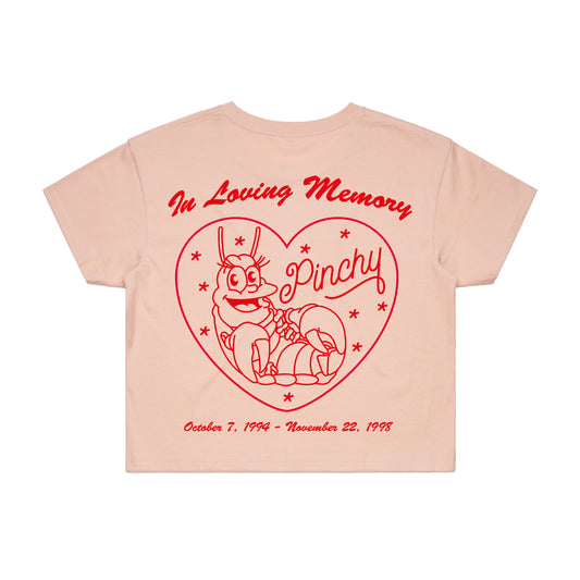 In Loving Memory Of Pinchy Ladies Crop T-Shirt (Pink)