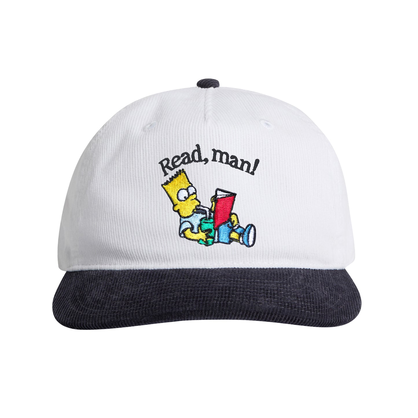 Read Man Cord Snapback Hat (White/Ink Blue)