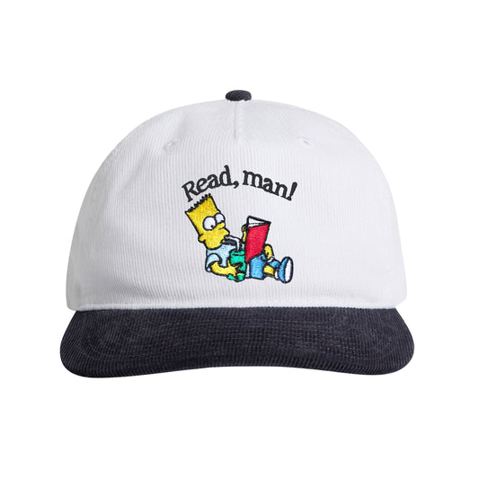 Read Man Cord Snapback Hat (White/Ink Blue)