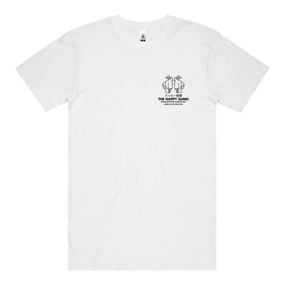 Happy Sumo T-Shirt (White) *CHEST/BACK*