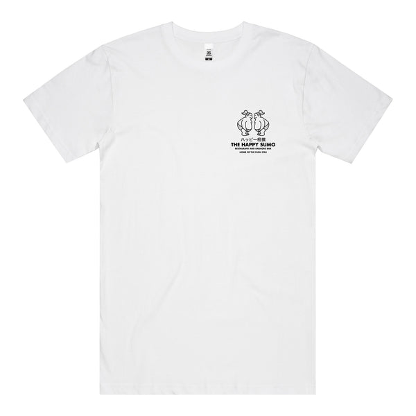 Happy Sumo T-Shirt (White) *CHEST/BACK*