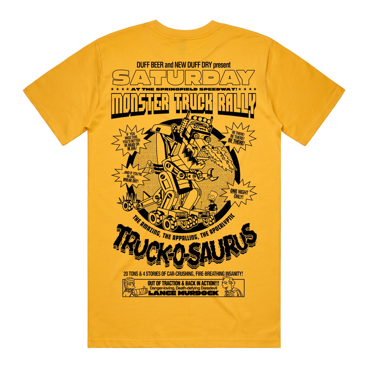 Truck-O-Saurus T-Shirt (Gold) *CHEST + BACK PRINT*